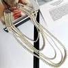 Strands Strings Korea Fashion 5 Layers Long Sweater Chain Necklace for Women Party Pearls Jewelry Collares De Moda