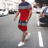 Tute da uomo Estate Oneck abbigliamento sportivo moda abito semplice a strisce 3d Tshirt stampata uomo Casual Street abbigliamento uomo 230710