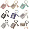 Key Rings Ups Fashion Pu Leather Bracelet Wallet Keychain Party Favor Gifts Tassels Bangle Ring Holder Card Bag Sile Beaded Wristlet Dhokh