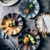 Pratos Pratos planos de cerâmica japonesa Criativos Sobremesa de folha de lótus Jantar ocidental Massas domésticas