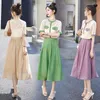 Work Dresses Silk Blouse And Long Skirt Set 2023 Women's French Style High Quality Shirt Half Two Pieces