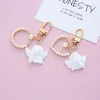 Keychains Pearl Heart White Resin Angel Girl Letter Keychain For Women Vintage Gold Plated Keyrings Wedding Souvenir Gift Accessories