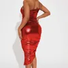 Casual Dresses Sexy One Shoulder Ruched Bodycon Women Eleagnt Spaghetti Strap High Waist Irregular Midi Dress Clubwear Party Wrap