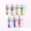 Charms Gradient Colored Glass Double Pointed Hexagon Pendant Head For Necklace Earrings Jewelry Making Drop Delivery Findings Compone Dh7M2