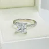 サイドストーン付きDezo SolidSterling Solitaire Engagement Rings Princess Cut 3ct D Color Wedding Women Jewelry