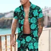 Hommes Survêtements Hommes Chemise Ensembles Imprimer Patchwork Revers À Manches Courtes Casual Shorts De Plage D'été Streetwear Vacances Costumes Hawaïens 230710