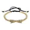 Charm Bracelets New Cz Double Leopard Bracelets Whole 8Mm Natural Onyx Green Tiger Eye Stone Bracelet Mens Panther D12529