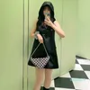 2023-Women's dress designer skirts nylon hooded semi-zip dress summer sleeveless girl party casual skirt Size S-2XL Casual fashion