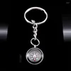 Keychains Mini Survival Tool Outdoor Compass Key Chain For Women Men Stainless Steel Navigator Compasses Ring Jewelry Gifts K6133S08