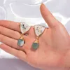 Stud Abalone Triangle Natural Stone Drop Earring Colore dorato Wrap Handmade DIY Romantic Party Girl Jewelry 230710