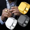 Cluster Rings Fashion Men Ring Stainless Steel Simple Style Black Golden Silver Color Square Signet Charm Hiphop Male Jewelry Party Gift