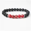 Charm Bracelets Sier Color 8Mm Natural Lava Stone Bead Bracelet Diy Volcano Essential Oil Difusor For Women Men Jewelry Drop Delivery Dhqkj