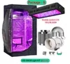 LED GROW-växttält inomhus tillväxtbox Full spektrum 300-2000W LED-anläggning Grow Light+inomhusfydroponiskt odlingssystem+4 "/ 6"/ 8 "Kolfilterkombination Combo Multiple Size Dark Room