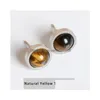 Stud 8Mm 10Mm 12Mm Natural Stone Stainless Steel Diy Ear Tiger Eye Opal Amethyst Rose Quartz Agate Earrings For Women Girl Jewelry D Dhthq