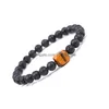 Pulseras con dijes Pulsera de chakra de piedra natural 6Mm Lava Tigers Eye Amethyst Bead Mujer Hombre Joyería Drop Delivery Dhqrs