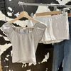 Träningsoveraller för kvinnor Kvinnor Relax Kortärmad T-shirt och shorts Set 4 färger