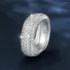 Wedding Rings Luxury Female Charm White Crystal Ring Silver Color For Women Stone Wide Engagement Jewelry