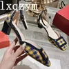 Scarpe eleganti 2023 Runway Décolleté con fibbia quadrata Donna Summer Slingback Sandali con tacco alto poco profondi Banchetto formale sexy Colore della miscela Mujer