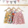 Vestidos para meninas Vestidos para meninas Estampa infantil Princesa Sling Verão Coreano Roupas infantis Alça espaguete Bebê Vestidos florais