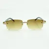 New moissanite diamond buffs sunglasses 3524012 with pure black buffalo horns and 56mm lenses