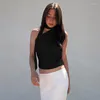 Canotte da donna Donna Strappy Cross Over Front Cut Out Halter Neck Senza maniche Backless Crop Top Bandage Vest Estate