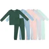 Pigiama Arrivi Pigiama per bambini in fibra di bambù per bambini Set completo per ragazze Top a maniche lunghe solido Pantaloni per ragazzi Sleepwear 230710