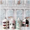Kandelaars Stijl Dame Gezicht Vintage Fles Decoratieve Keramische Porseleinen Pot Potten Met Deksel Containerkaars Drop Levering Thuis Garde Dh6Lh