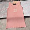 Gestrickte Tanks mit Buchstabendruck, T-Shirts für Damen, Designer-Top, Sommer, atmungsaktiv, ärmellose Strickweste, T-Shirts