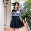 Damenbadebekleidung Langarm Frauen Schwarz Übergröße Einteiliger Badeanzug Sexy Fat Plaid Kleid Student Reißverschluss Plus Size Damen Rock Urlaub