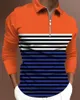 Hommes Polos Hommes Casual Automne À Manches Longues Polos Hommes Zip Tee Shirt Hommes Tops Rue Golf Vêtements Homme Rayé Imprimer Vêtements 230710