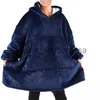 Dekens Warme Dikke TV Pocket Hooded Deken Winter Sofa Verzwaarde Dekens Flanel Coral Fleece Unisex Gigantische Zak voor Bedden Reizen Thuis x0711