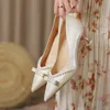 Sukienka buty na wysokim obcasie kobiety na cienkim obcasie francuski pojedynczy szpiczasty koreański moda druhna ślubna Zapatos De Mujer 230711