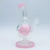 The Turbin Comb Pink Glass Bong Water Pipe smoking pipe hookah dab rig with quartz banger with terp balls