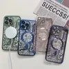 Creative Circuit Diagram Plating Magnetic For Magsafe Wireless Charging Transparent Cases With Lens Glass Protector Cover for iPhone 14 13 12 11 Pro Max
