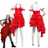 The Suicide Squad2021 Harley Quinn przebranie na karnawał jednolita czerwona sukienka Outfit345O