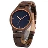 Wristwatches Retro Walnut Men's Watch Full Wood Watches For Men Simple No Word Blue Dial Clock Wooden Band Quartz Relojes Hombre