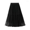 التنانير 2023 Spring Embament Fairy Skirt Slim-Length-Lended A-Line Jupe Longue Femme Office