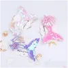 Hair Accessories Children Kids Clips Baby Girl Colorf Sequins Cartoon Mermaid Princess Sweet Hairpin Barrette Drop Delivery Maternity Dhgjv