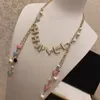 Дизайнер двойная буква роскошные бренд ожерелья для подвесной ожерелья золото хрустальное жемчужное ожерелье Женщины Ccity Chity Jewelr 12