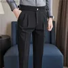 Men's Pants Men's boutique ultra-thin suit Men's formal clothing suitable for men's twill folding business casual suit pants 36 Z230712