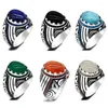 Cluster Rings Real 925 Sterling Silver Men Ring Avec Big Agate / Lapis / Turquoise Gemstone Vintage Turc Male Jewelry Precious Gift