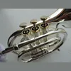 Högkvalitativ Bb B platt ficktrumpet, palmtrumpet mässingsinstrument med hårt fodral, munstycke, tyg och handskar