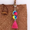 Chaveiro de bola de pelo colorido Boêmio Tecido de pelúcia com borla Chaveiro Bolsa para meninas Pingente Chaveiro Chaveiro