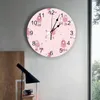 Настенные часы животный розовый собака милый пудель круглая часы акриловые висящие тихое время дома внутренняя спальня гостиная декор офис