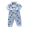 Pigiama Ragazza Pigiama Set Ragazzo Vestiti per bambini Pigiama per bambini Pigiama Bambino Orso Pipistrello Cuori Manica corta Top Pantaloni lunghi Pigiama Camicia da notte 230710