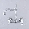 Bathroom Sink Faucets Chrome Brass Dual Handle Duals Hole Wall Mount Basin Faucet Kitchen Vanity Cold Water Taps Dsf770