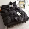 Bedding sets Solid color light luxury matte four piece set for student dormitory bed covers washed cotton three piece set 221208