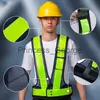 Others Apparel High Visibility Reflective Safety Vest Pocket V Shaped Workwear Traffic Waistcoat Night Work Security Running Cycling Mesh Vest x0711