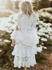 Casual Dresses Eshin 2023 Summer White Lace Hollow Out Dress Flare Sleeve Loose With Lined Elegant Super Long Holiday Women TH2768