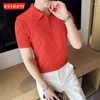 Männer Polos 2023 Koreanischen Stil Sommer Casual Gestrickte Polo Shirts/Männlich Slim Fit Mode Zipper Design Hohl heraus Shirts S-3XL